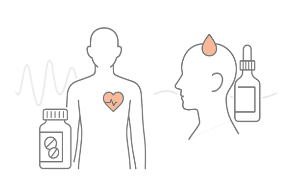 ミノキシジル内服薬と外用薬の血圧への影響を比較する図解イラスト