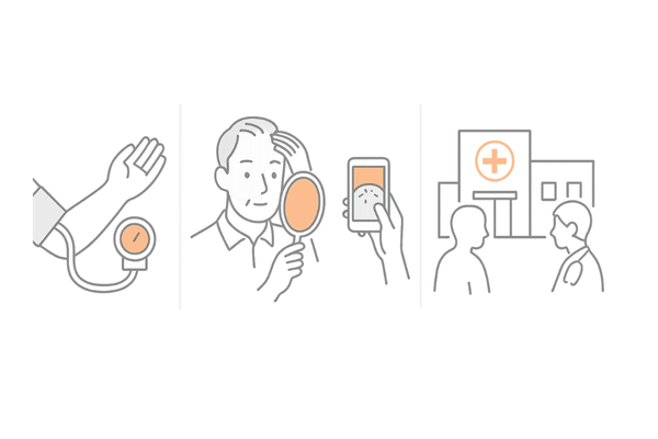 ミノキシジル使用中のセルフチェックと通院管理イメージ