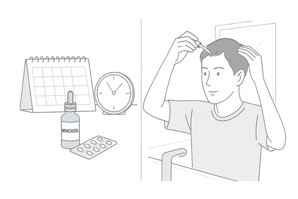 ミノキシジル塗布とデュタステリド服用を習慣化している男性のライフスタイルイメージ