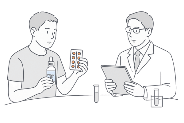 ミノキシジル×デュタステリド併用時の副作用チェックと医師フォローのイメージ