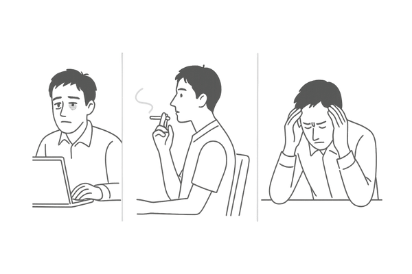 M字型脱毛に悪影響を与える生活習慣と血行不良イメージ