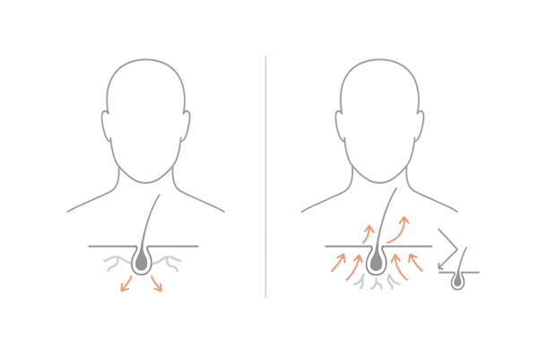 ミノキシジルの血行促進と発毛サイクル活性化イメージ