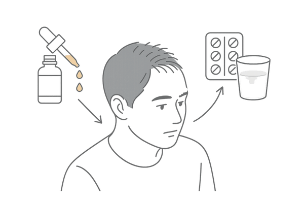 ミノキシジルとフィンペシア併用で頭皮にアプローチするイメージ図