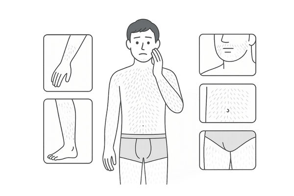 ミノキシジル使用時に増えやすい体毛部位と多毛症の典型パターンイメージ