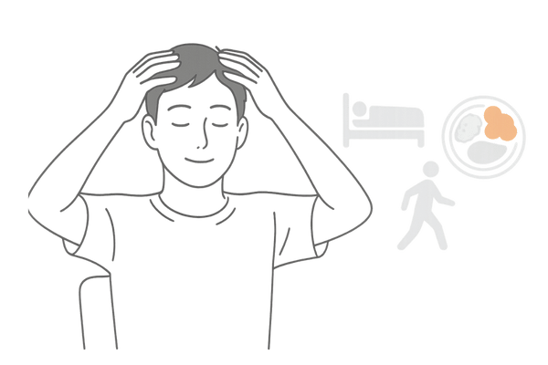 ミノキシジル効果を高める頭皮マッサージと生活習慣のセルフケアイメージ