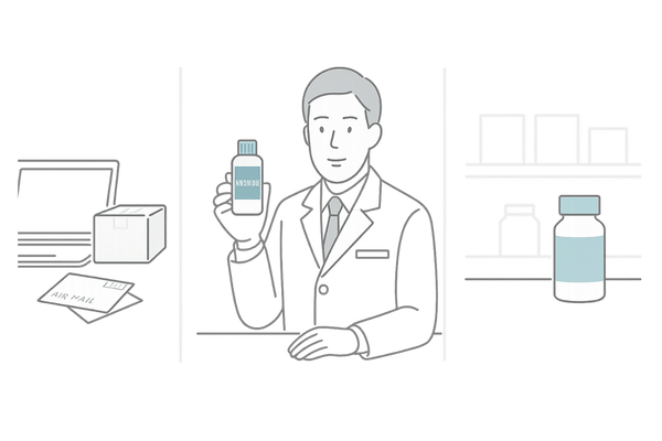 ミノキシジルの主要な入手ルートを整理して比較する場面のイラスト