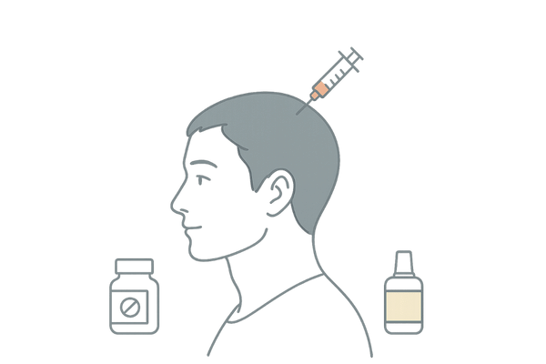 ミノキシジル注射と内服薬・外用薬の違いをイメージで解説する図