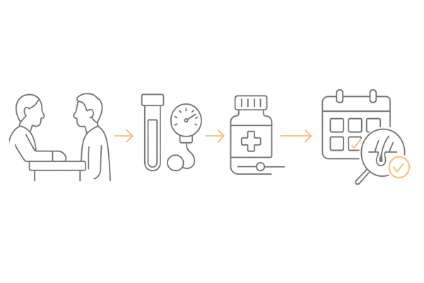 ミノキシジル治療におけるクリニック安全管理フロー図