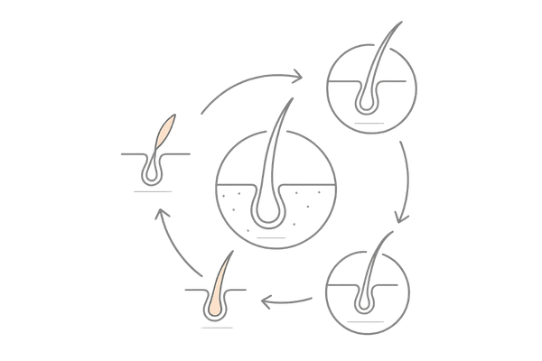 ミノキシジル外用薬の初期脱毛が起こる毛髪サイクルの仕組み図