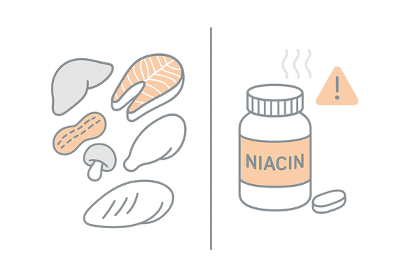 ナイアシン摂取方法とサプリ注意点のイメージ