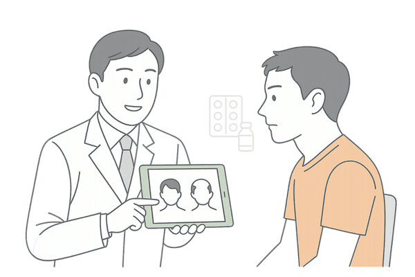 抜け毛やAGAの悩みを専門クリニックで相談する男性のイメージ