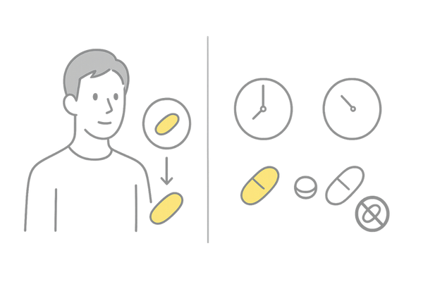 プロペシアの正しい服用方法（1日1回・飲み忘れ対処）イメージ図