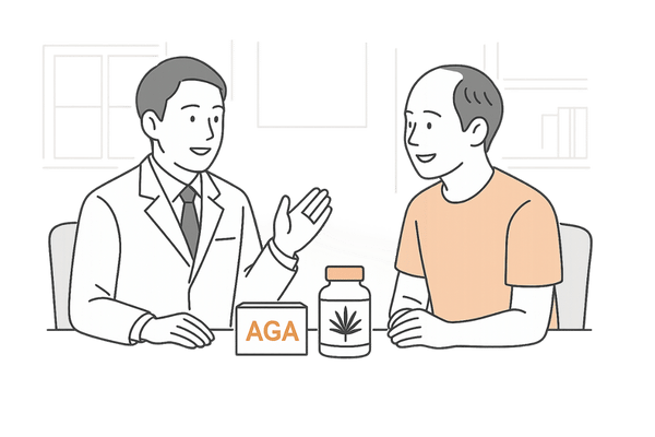 AGAクリニック治療とノコギリヤシサプリ併用イメージ