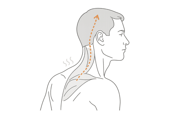 首・肩こりと頭皮血流の関係イメージ