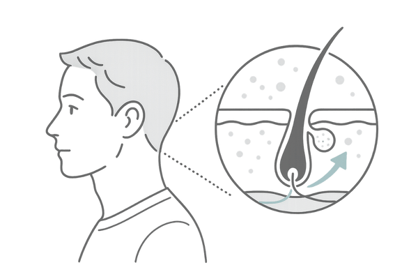 頭皮の構造と健康な頭皮環境を示すイメージイラスト