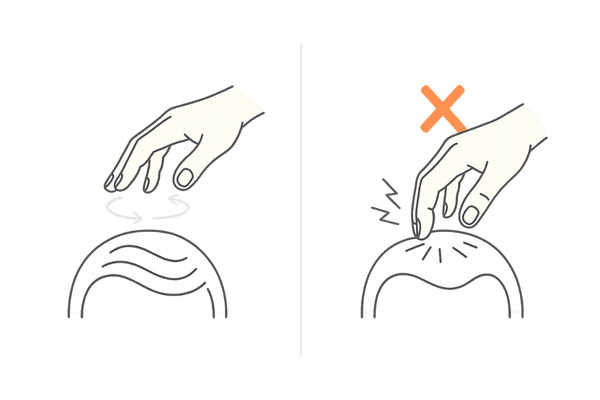 頭皮マッサージは強すぎる力が逆効果になる注意イラスト
