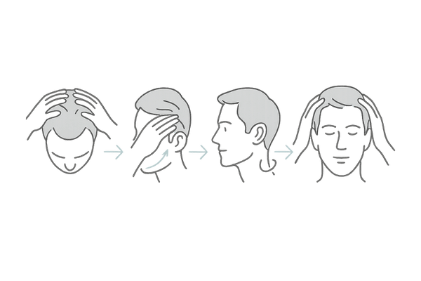 男性向け頭皮マッサージの正しい手順フロー図