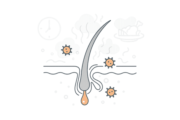 頭皮の異常な臭いの主な原因イメージ（皮脂の酸化と菌の繁殖）