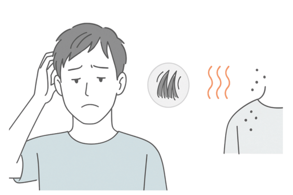 頭皮の脂によるベタつき・ニオイ・フケトラブルのイメージ