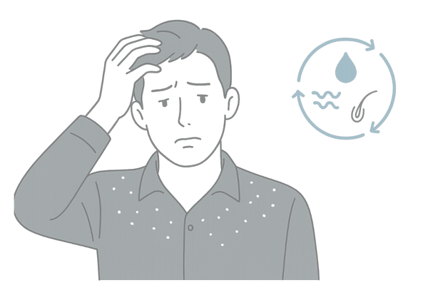 頭皮のかさぶた・フケ・かゆみが引き起こす悪循環のイメージイラスト