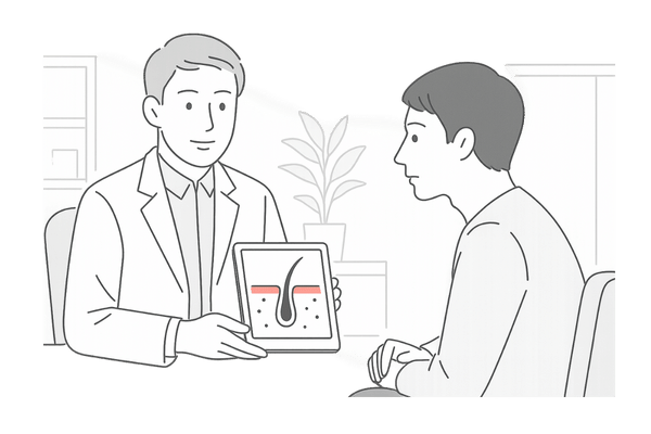 AGAクリニックでの薄毛治療相談イメージ|医師による頭皮チェックと治療提案