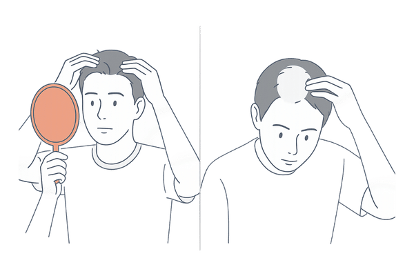 M字型・U字型の初期変化をチェックする男性のイメージ