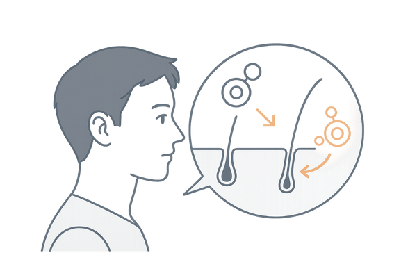 テストステロンとDHTの違いを示す髪の太さイメージ図