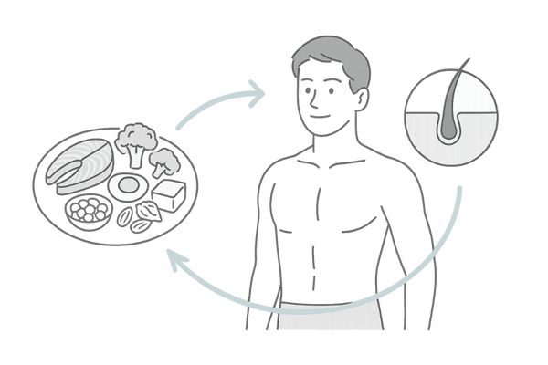 テストステロンを整えて髪を太く保つ栄養と生活習慣イメージ