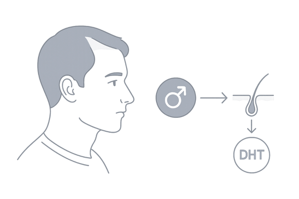 テストステロンとDHTが毛根に与える影響を説明するAGAメカニズムのイラスト