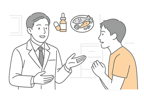 AGA治療薬と栄養サポートを併用した薄毛改善の医師相談イメージ