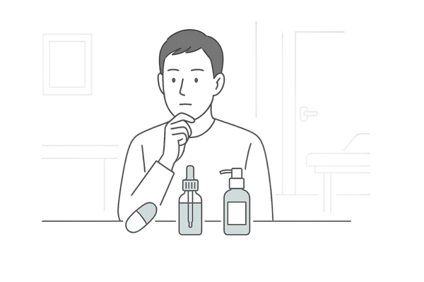 頭皮に塗る女性ホルモン製剤とAGA治療法を比較するイメージイラスト