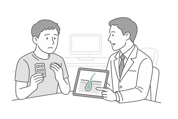 トーワフィナステリドでAGA治療を始める日本人男性と医師の相談イメージ