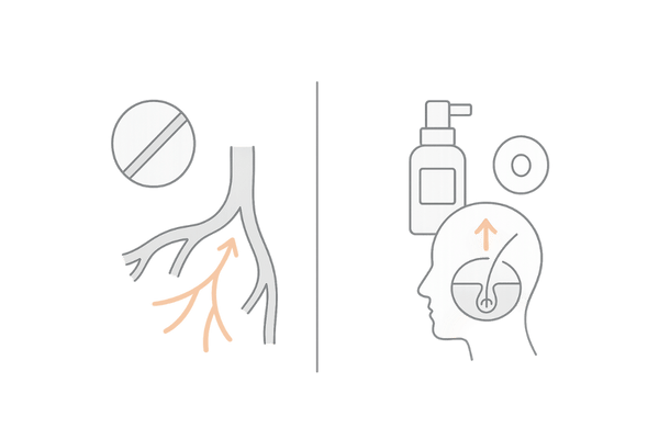 バイアグラとミノキシジル併用による血流・血圧への影響イメージ図