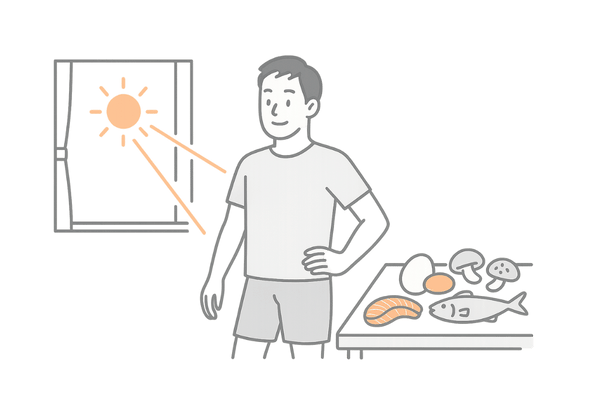 ビタミンDの食事と日光浴バランスイメージ｜薄毛予防の基本