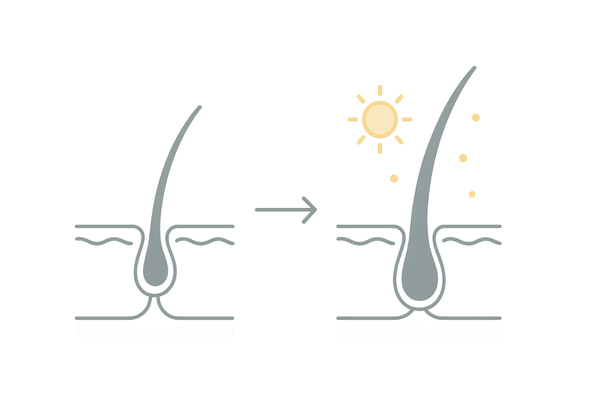 ビタミンDとヘアサイクル｜毛母細胞と育毛メカニズムのイメージ図