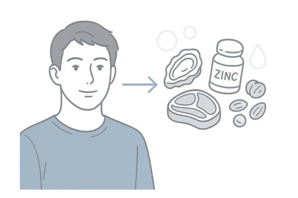 亜鉛とテストステロンが髪の成長を支えるイメージ図（男性）
