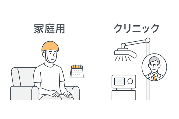 家庭用LLLT機器とクリニック施術の比較(効果・費用・サポート)