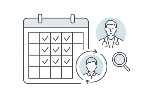 定期通院による経過観察（カレンダー・チェックマーク・診察の継続）