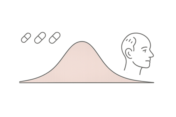 治療を中止した場合の推移｜服用停止で毛量が元に戻るイメージ