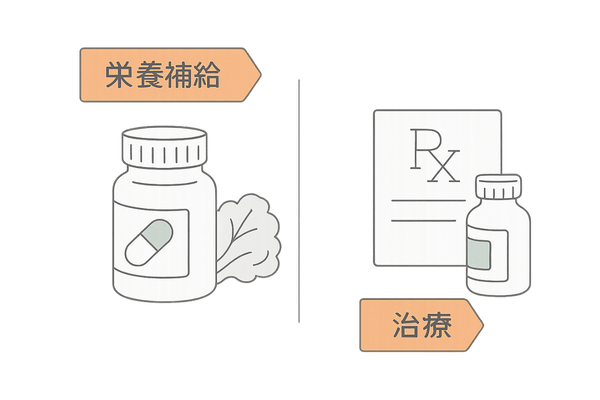 サプリメントとAGA治療薬の役割比較イメージ