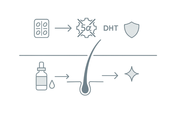 守り×攻めの役割分担：フィナステリド＋外用の2層図