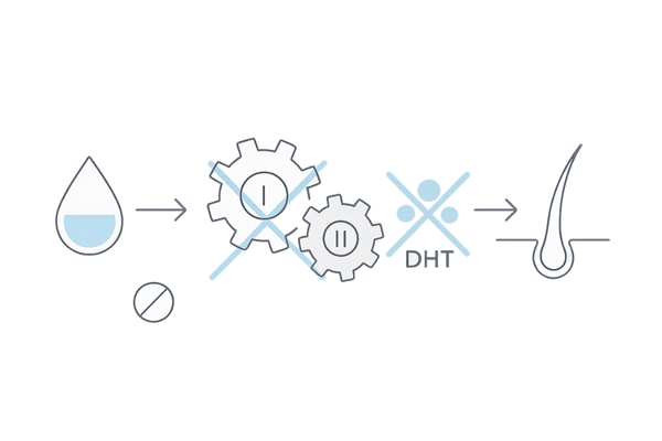 デュタステリド切り替えの考え方｜I・II型5α還元酵素ブロック図