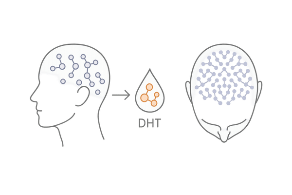 Ⅰ型・Ⅱ型5αリダクターゼの分布イメージ｜部位差とDHT生成の関与
