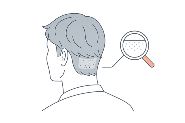 ノンシェーブンFUEの考え方(周囲の髪で採取部をカバー)