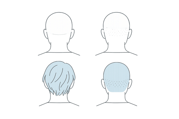 後頭部の傷跡比較（線状 vs 点状）とヘアスタイル