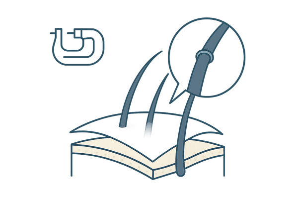 貼る増毛（ヘアコンタクト）の仕組み：フィルム・粘着層・人工毛の断面図