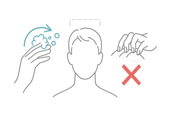 正しいシャンプー方法：指の腹でやさしく／強い擦りはNG