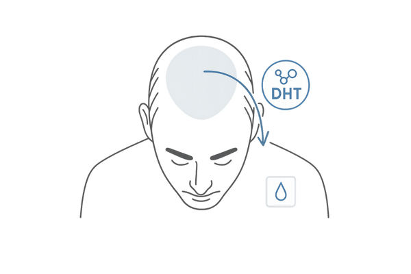 AGAの薄毛タイプ全体マップ｜前頭部と頭頂部のリスクゾーン図解