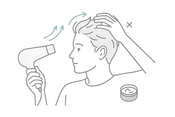 バレにくいスタイリングのコツ｜根元の立ち上げブロー＆ワックスの使い方