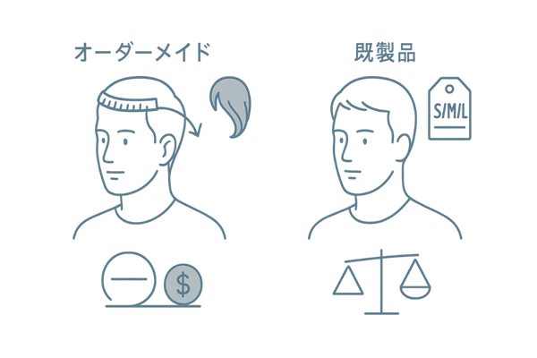 オーダーメイドと既製品の違い(フィット感・自然さ・費用)